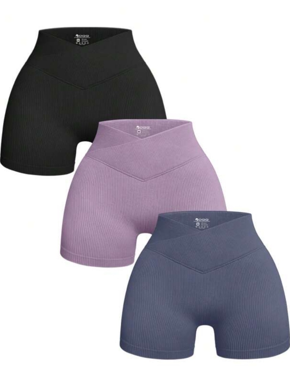 Seamless High-Waist Ribbed Women’s Shorts - black oqq v shaper shorts size me